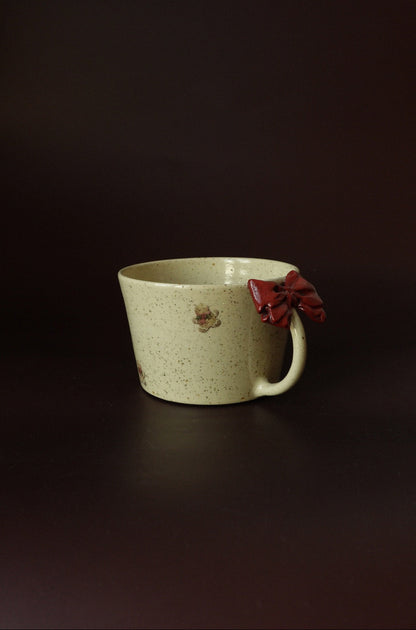 Vintage Gingerbread Man Mug - Burgundy Bow
